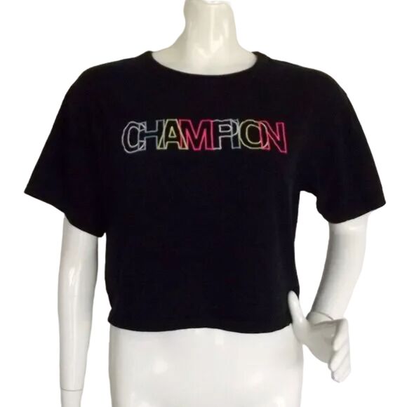 CHAMPION Crop Top/Tshirt, M, Multicolor LOGO, Reverse Weave, Short sleev… - Picture 1 of 10